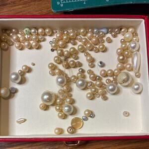Assorted Cream & Champagne Pearl Beads Lot for Jewelry Making & Crafts (2.6 oz)